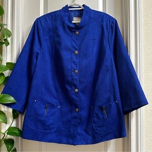 TanJay Royal Blue Women's Blazer Style Jacket in a Suede Feel Material Sz 20W